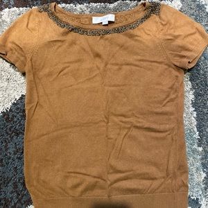 Loft Rust Orange Bejeweled Sweater